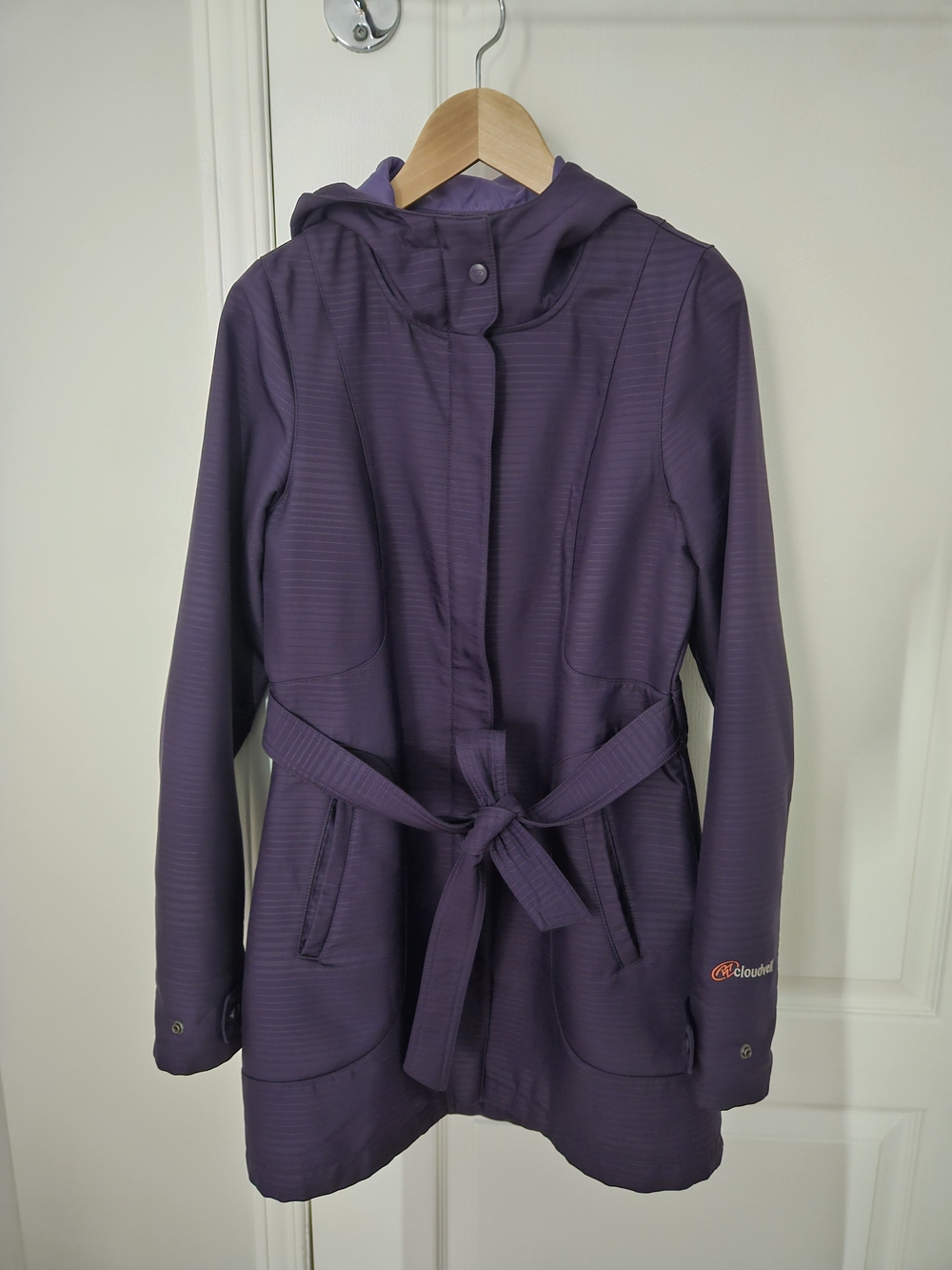 Cloudveil Wind And Rain Resistant Hooded Belted Trench Coat Purple Size XS